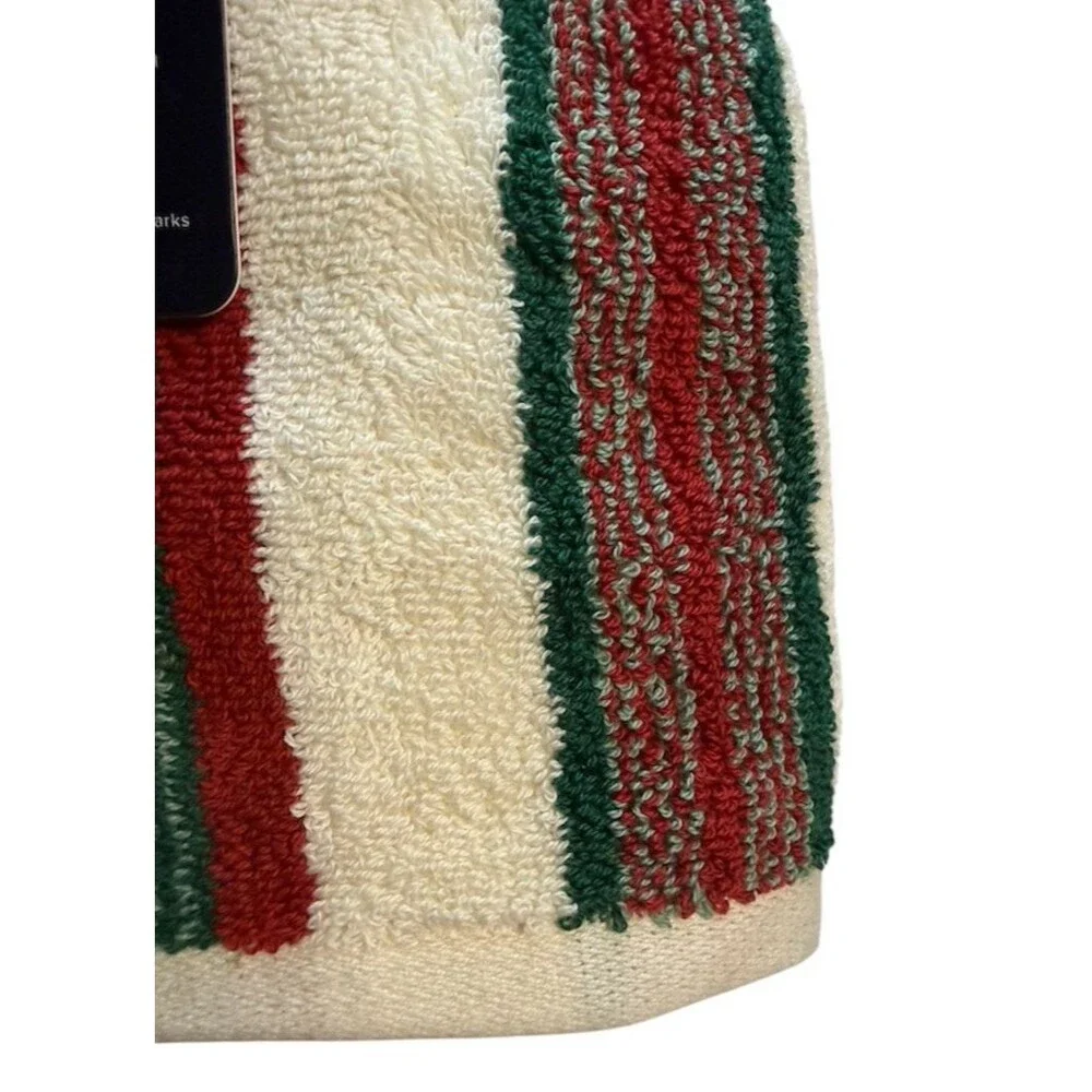 Brooks Brothers Christmas Hand Towels Luxury Thick Red Green Cream Set of 2